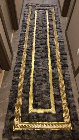 Runner covor realizat manual gri pluș covor moale premium covor Versace stil covor din piele meserii pentru interioare