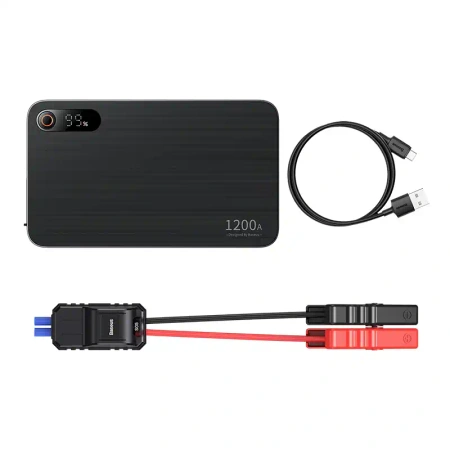Powerbank/Encendedor Baseus Pro+ Car Jump Starter, 12000mAh, 1200A, USB (negro)