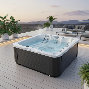 Jacuzzi de grădină BOKO Carcasă albă Negru 230x230 cm - relaxare modernă în grădină