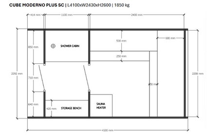 Moderní zahradní sauna CUBE MODERNO PLUS SC - venkovní s relaxační funkcí
