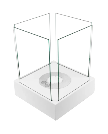 Sunset Garden Mini șemineu cu bioetanol de sine stătător în alb mat - șemineu cu bioetanol compact, fără fum, pentru interioarele mici și balcoane