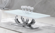 Sofabord i forkromet stål og hærdet glas – moderne og elegant