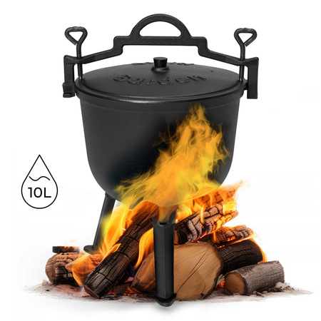 Gjutjärn stående kittel 10L jaktgryta lägereld grill MultiGarden