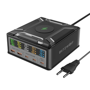 Blitzwolf netoplader BW-S28 260W, 2xUSB-A, 3xUSB-C, 15W trådløs oplader (sort)