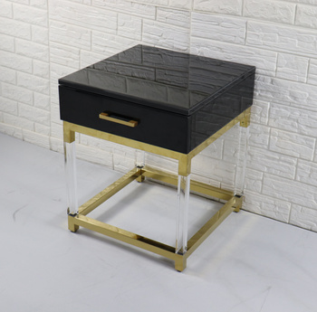 Royalton Black noptieră - negru elegant în sticlă călită cu acril și oțel inoxidabil