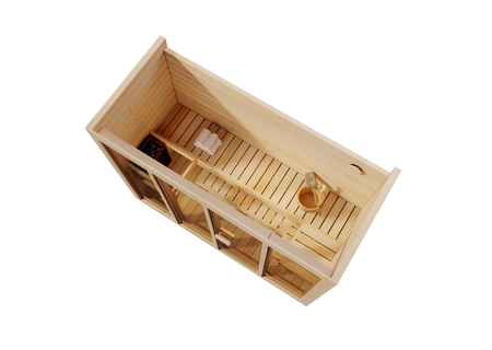 Home Sauna Bali L – Una spaziosa sauna interna per 4 persone con stufa elettrica, perfetta per rilassarsi nel comfort della propria casa.