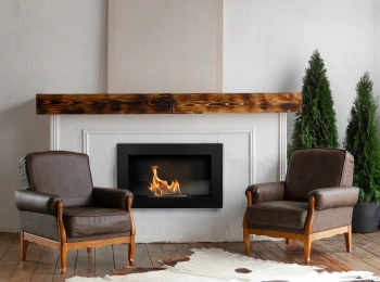 Biofireplace 650x400 Slim with glass – black, modern bioethanol fireplace