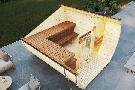 The Susi 280 outdoor sauna for 4-6 people / Electric heating only / High-quality Nordic spruce (Pine Thermal Wood) | Wellness | Relaxation | SPA | Wellness | Relaxation | SPA | Nordic Style | Thermal Wood