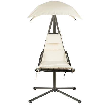 Leżanka huśtawka ogrodowa hamak fotel wiszący kosz beżowa MultiGarden | hamak ogrodowy na stelażu, relaks na świeżym powietrzu