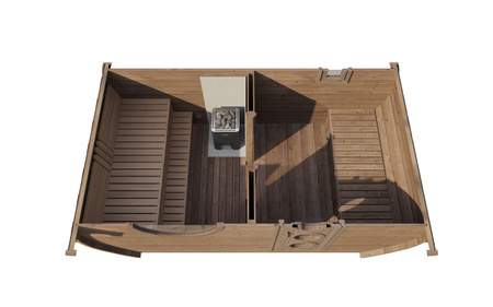 Sauna Owalna Frodo 240 Zewnętrzna dla 8 osób / Piec Elektryczny Harvia Harvia lub Opalany Drewnem Harvia / Wysokiej Jakości Świerk Skandynawski Poddany Obróbce Termicznej | Wellness | Relax | SPA | Domowe SPA | Panoramiczne Szkło