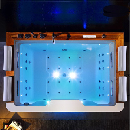SPA kád ZEFIR 934 hidromasszázs | Jacuzzi | 192x131 cm | 44 fúvókák | teakfa