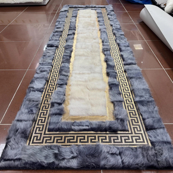 Lujosa alfombra de piel de oveja de primera calidad - Elegancia al estilo Versace