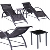 Garden Lounger Set with Side Table | Loungers with side table for patio or balcony Black/Grey | Garden table, patio, outdoor relaxation