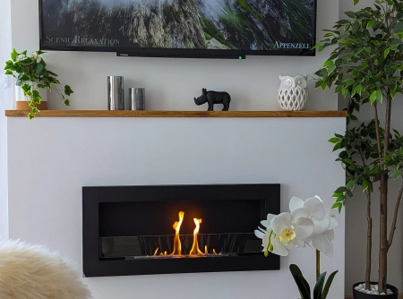 SLIM Biofireplace 900x400 Black Textured with Glass