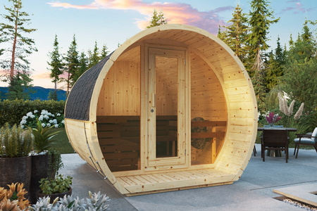 Susi 280 utendørs badstue for 4-6 personer / Kun elektrisk oppvarming / Nordisk gran av høy kvalitet (furu termisk tre) | Velvære | Avslapping | SPA | Velvære | Avslapping | SPA | Nordisk stil | Termisk tre
