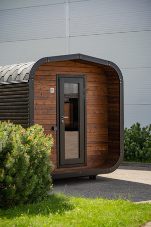 Moderne Gartensauna CUBE MODERNO PLUS SC - Outdoor mit Entspannungsfunktion