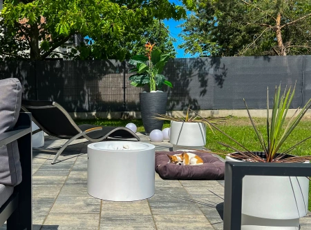 Chimenea ecológica independiente Moon blanco texturizado mate