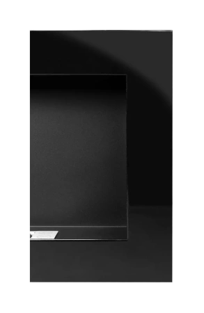 Væghængt biopejs 900x400, sort højglans – stil og varme uden røg