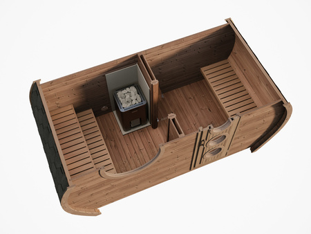 Ovalā sauna Frodo 195 Āra 8 personām / Harvia Harvia elektriskā vai Harvia malkas krāsns / Augstas kvalitātes termiski apstrādāta skandināvu egle | Wellness | Wellness | Relax | SPA | Home SPA | Dabīga koksne