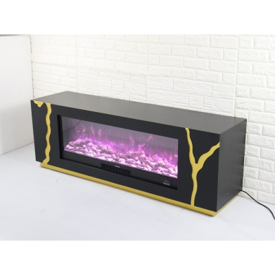 Elektrischer Kamin Magnetic Black – luxuriöser LED-Kamin in Schwarz-Gold, 160 cm