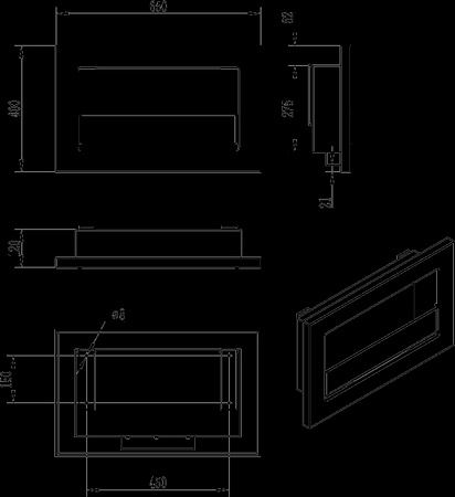 Biofireplace 650x400 Slim with glass – black, modern bioethanol fireplace
