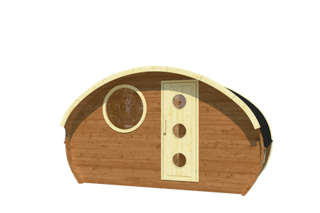 Sauna Owalna Frodo 240 Zewnętrzna dla 8 osób / Piec Elektryczny Harvia Harvia lub Opalany Drewnem Harvia / Wysokiej Jakości Świerk Skandynawski Poddany Obróbce Termicznej | Wellness | Relax | SPA | Domowe SPA | Panoramiczne Szkło
