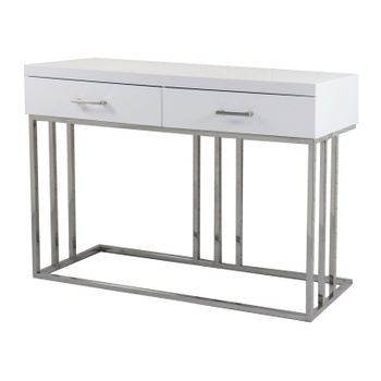 MILO WHITE konsool 120×80×40 cm - valge, lakitud, roostevabast terasest alusega