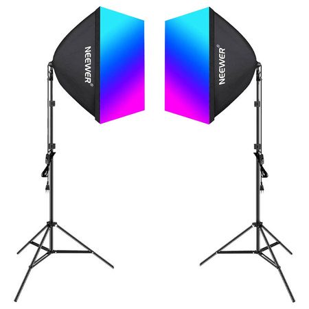 Studio-Set Neewer NK800 zwei Softboxen + RGB-Lampen 24W 2700-6500K + Stative + Gates