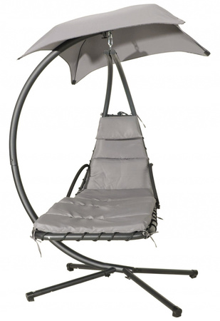 Leżanka huśtawka ogrodowa hamak fotel wiszący kosz szara MultiGarden | hamak ogrodowy na stelażu, relaks na świeżym powietrzu