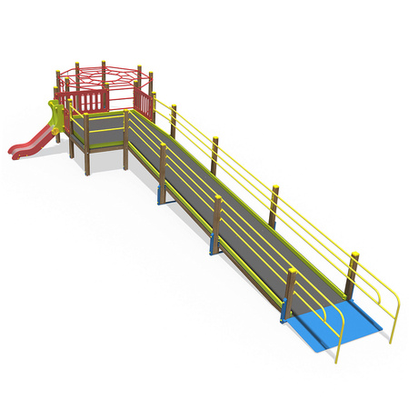 Дитячий майданчик T601 - рекреаційний комплекс з пандусом, поручнями та гіркою (EN 1176) для дітей