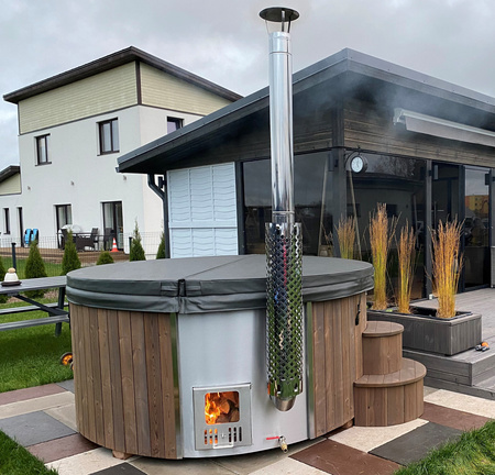 Komplet savn in plesnih dvoran | Zunanja savna ICON 125 | Suha | Finska | Hot Tub LUX 220 | Električni štedilnik | Kuhalnik na drva | Thermwood