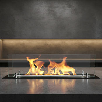 Biokandalló betét 65 cm - Fekete üveggel | Modern Design