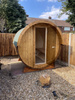 Barrel Outdoor Sauna 220 för 4 personer / Elektrisk eller vedeldad Harvia-spis / Skandinavisk gran av hög kvalitet (termwood)