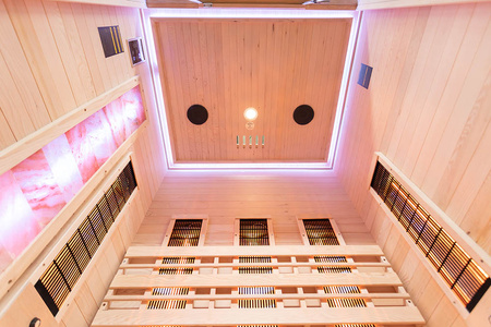 MO-EA2R-M COMBO infrardeča/finska savna s štedilnikom HARVIA 3,5 kW in solnim kamnom | Wellness | Relax | Spa | Pripravljeno za namestitev | Elegantni minimalizem