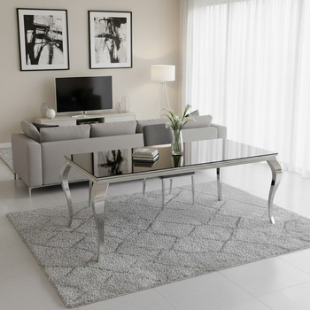 Table à Manger Valentino – Table Moderne et Élégante en Acier Inoxydable et Verre Trempé