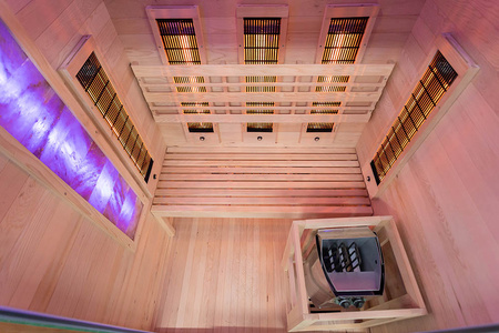 MO-EA2R-M COMBO Sauna infrarroja/finlandesa con calentador HARVIA de 3,5 kW y piedra de sal | Wellness | Relax | SPA | Relajación de Lujo | Minimalismo Elegante