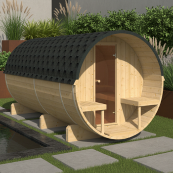 Luxury barrel sauna EDA 350 – for 6–8 people, wood-fired or electric, for tradition and a unique sauna atmosphere