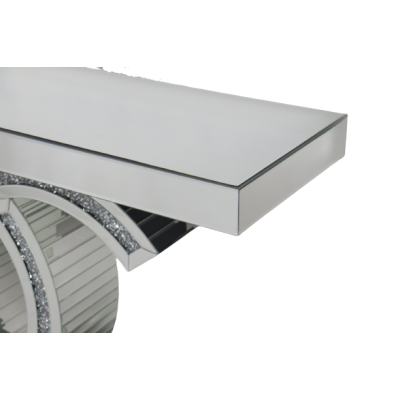 Consolle in vetro CHANTI 120×35×80 cm – a specchio, trasparente, con cristalli