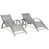 Conjunto de espreguiçadeiras de jardim com mesa de apoio | Espreguiçadeiras com mesa de apoio para pátio ou varanda Preto/Cinza | Mesa de jardim, pátio, relaxamento ao ar livre
