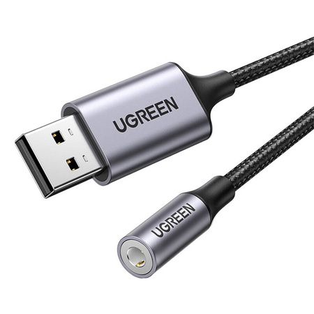 UGREEN CM477, аудіоадаптер USB - Mini Jack 3.5 мм AUX (сірий)