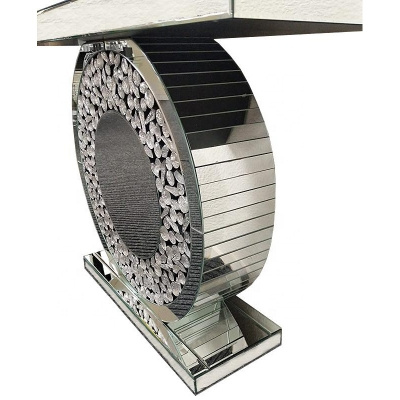 Glaskonsol 120×35×78 cm – dekoreret, spejlfinish