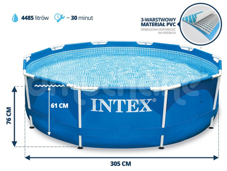 Πισίνα κήπου με σκελετό 305 x 76 cm, σετ 9w1 INTEX 28202