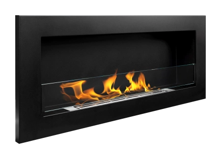 SLIM bioetanolkamin 900x400 svart strukturerad med glas