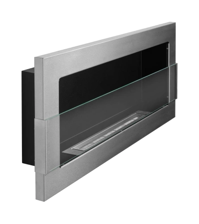Підвісний біокамін Inox зі склом 900x400 - нержавіюча сталь, сучасний дизайн