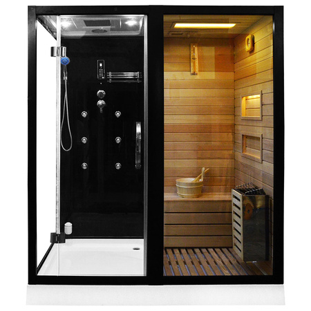 MO-1752B RIGHT TRIO, tør sauna, dampsauna og brusekabine 180X110X223CM