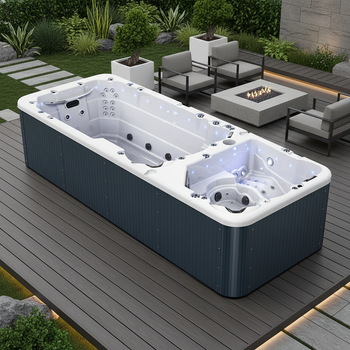 Luxuriöses Outdoor Swim Spa – Acryl-Aufstellpool für den Garten mit Spa-Bereich und Hydromassage, ideal zum Entspannen und Schwimmen