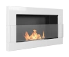 Závesný bioetanolový krb so sklom 650x400 – lesklá biela, vnútorný bioetanolový krb