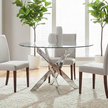 Rozsdamentes acél és edzett üveg asztal - modern, tartós és elegáns