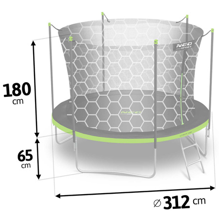 Градински батут 10ft/312cm с вътрешна мрежа и стълба Neo-Sport