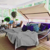 Double Garden Lounger | Beach lounger with adjustable canopy hammock for patio balcony Grey | Garden hammock on a stand, outdoor relaxation